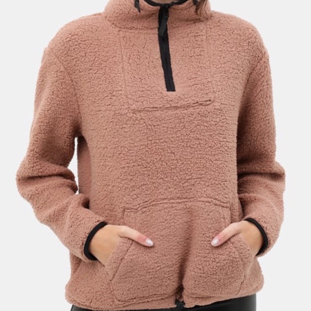Sherpa Fleece Quarter Zip Pullover Sweater